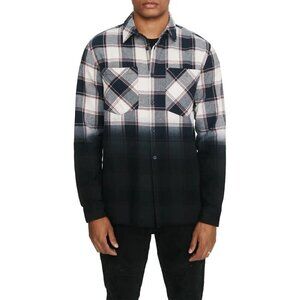 ELEVEN Paris Mens BNWOT Plaid Ombre Flannel Shirt Button Up New